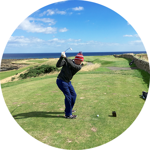 student golfing in scotland