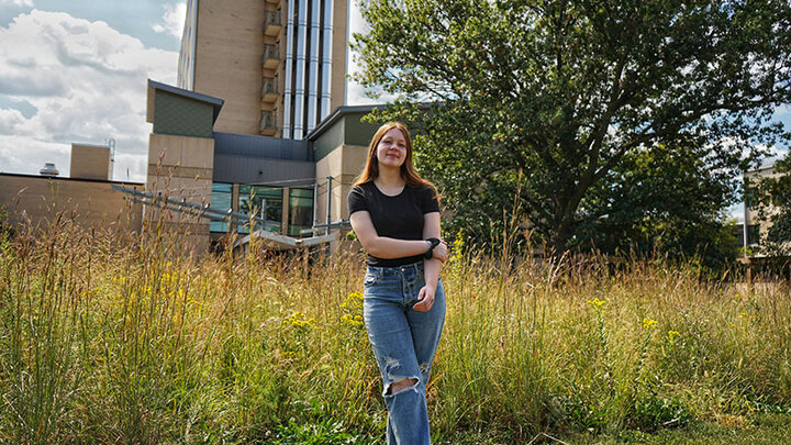 A portrait of myself in the Hardin Hall prairie. Photo by Elijah Riley