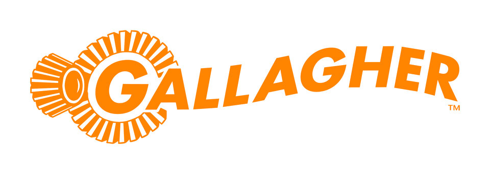 Gallagher logo in bold orange text with a stylized gear design.