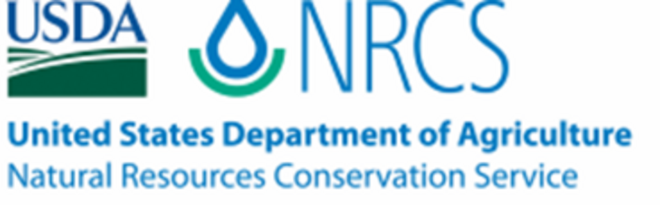 USDA NRCS logo with text, water droplet symbol, and green landscape design.